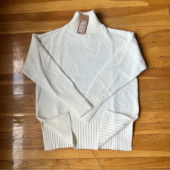 πNWT! EDDIE BAUER Funnel Neck Ivory Soft & Cozy Classic Sweater Sz. Small - Picture 8 of 9